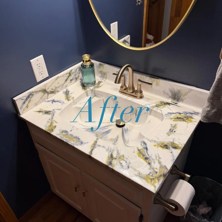 Epoxy countertop bathroom before and after Show Me Epoxy Missouri